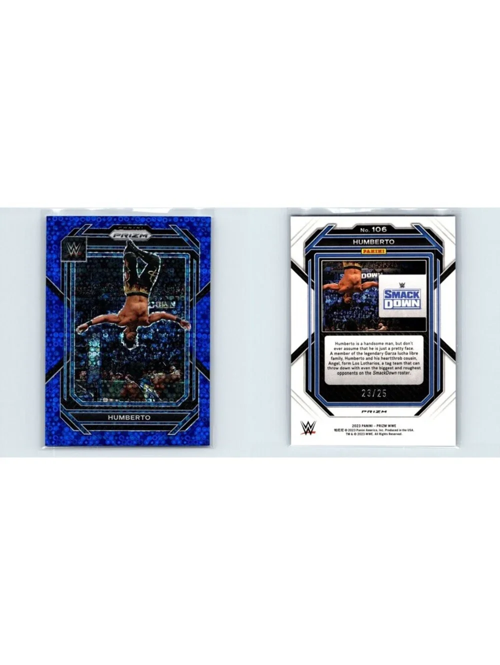 2023 Panini Prizm WWE Humberto #106 Blue Under Card Prizm #/25 SmackDown